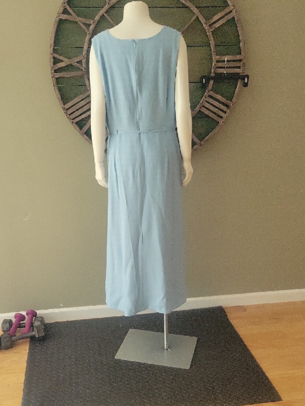 J. Crew Mathilde V Neck Midi A - Line Dress In Luster Canvas Canvas In Calm Blue - Picture 4 of 14